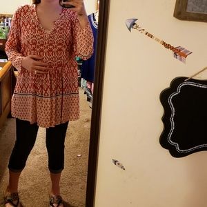 Geo Print tie waist top.